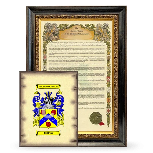 Bailloux Framed History and Coat of Arms Print - Heirloom