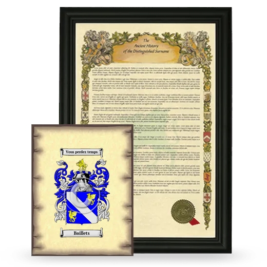 Baillets Framed History and Coat of Arms Print - Black