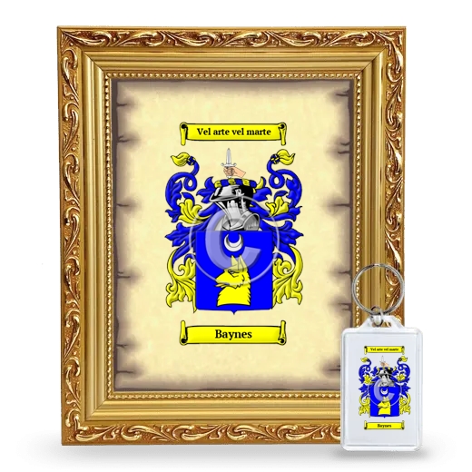 Baynes Framed Coat of Arms and Keychain - Gold