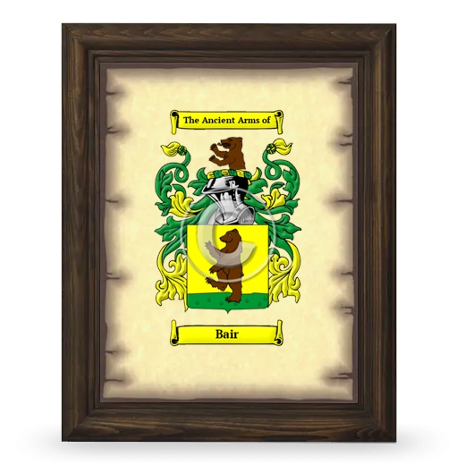 Bair Coat of Arms Framed - Brown