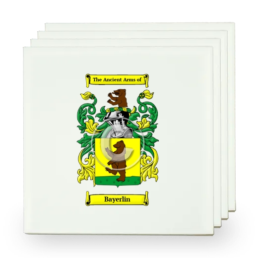 Bayerlin Set of Four Small Tiles with Coat of Arms