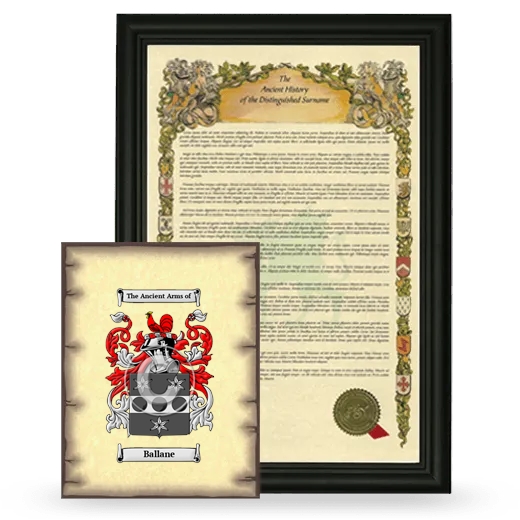 Ballane Framed History and Coat of Arms Print - Black