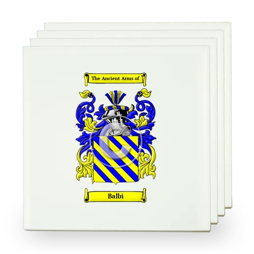 Balbi Set of Four Small Tiles with Coat of Arms