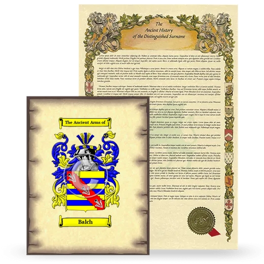 Balch Coat of Arms and Surname History Package