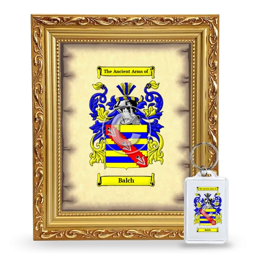 Balch Framed Coat of Arms and Keychain - Gold