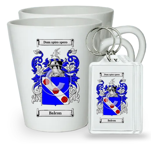 Balcon Pair of Latte Mugs and Pair of Keychains