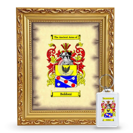 Boldoni Framed Coat of Arms and Keychain - Gold