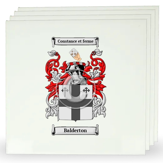 Balderton Set of Four Large Tiles with Coat of Arms