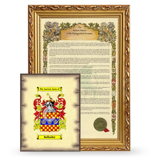 Balbodey Framed History and Coat of Arms Print - Gold
