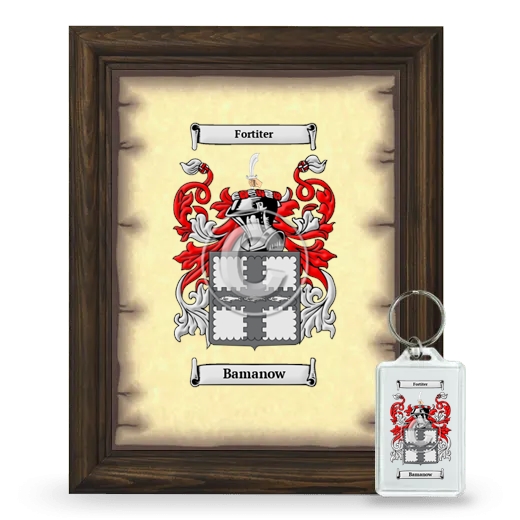 Bamanow Framed Coat of Arms and Keychain - Brown