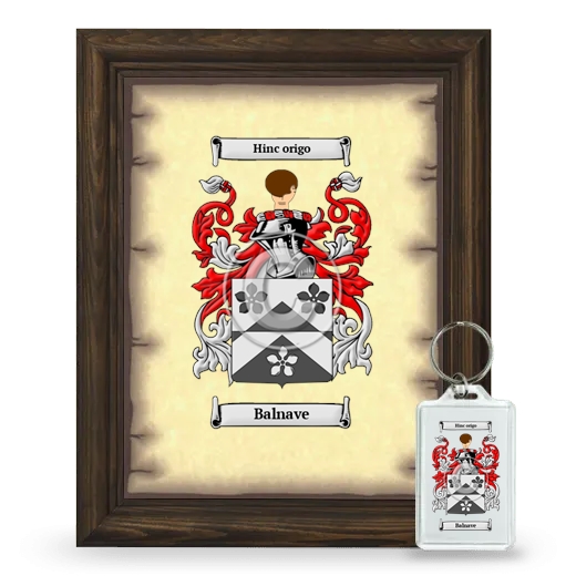 Balnave Framed Coat of Arms and Keychain - Brown