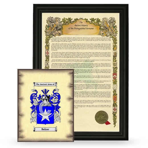 Balzar Framed History and Coat of Arms Print - Black