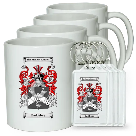 Baddebey Set of 4 Coffee Mugs and Keychains