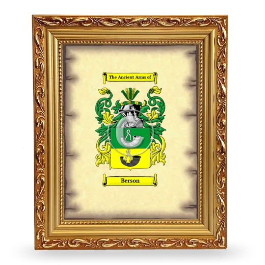 Berson Coat of Arms Framed - Gold