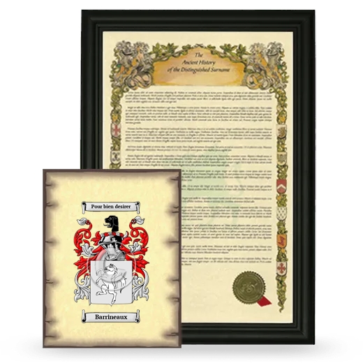 Barrineaux Framed History and Coat of Arms Print - Black