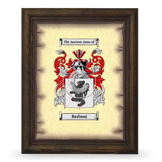 Barbani Coat of Arms Framed - Brown