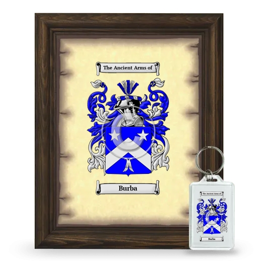 Burba Framed Coat of Arms and Keychain - Brown