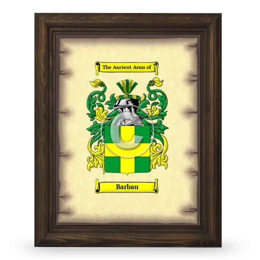 Barbau Coat of Arms Framed - Brown