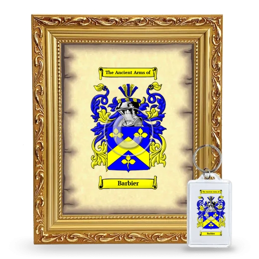 Barbier Framed Coat of Arms and Keychain - Gold