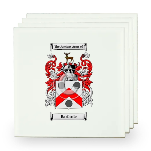 Barfarde Set of Four Small Tiles with Coat of Arms