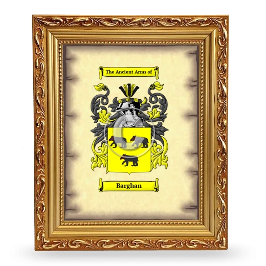 Barghan Coat of Arms Framed - Gold