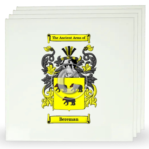 Bereman Set of Four Large Tiles with Coat of Arms