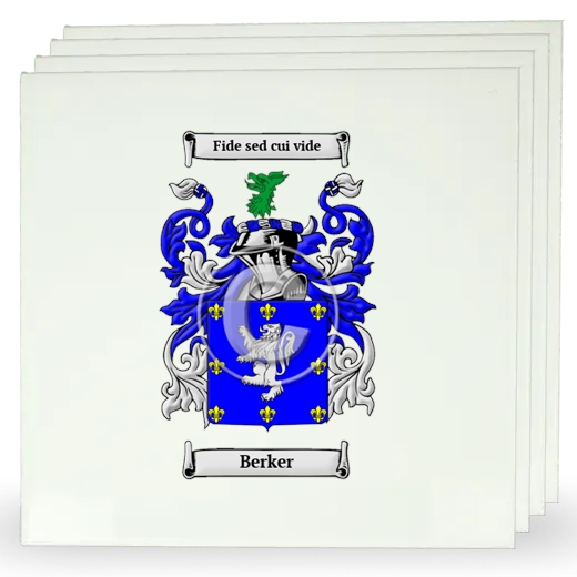 Berker Set of Four Large Tiles with Coat of Arms