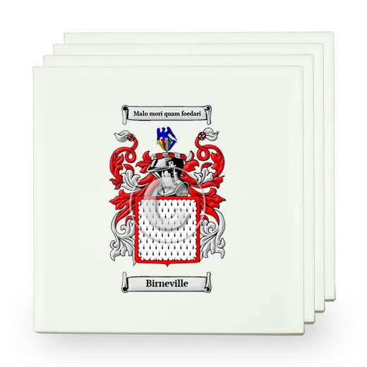 Birneville Set of Four Small Tiles with Coat of Arms