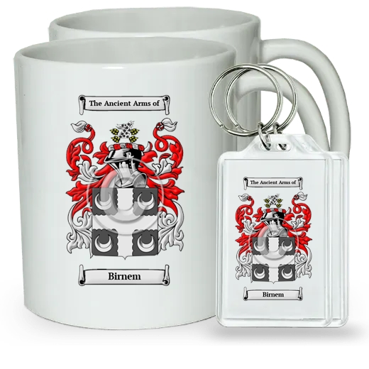 Birnem Pair of Coffee Mugs and Pair of Keychains