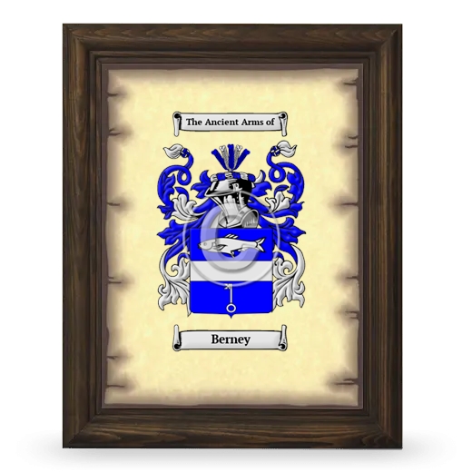 Berney Coat of Arms Framed - Brown