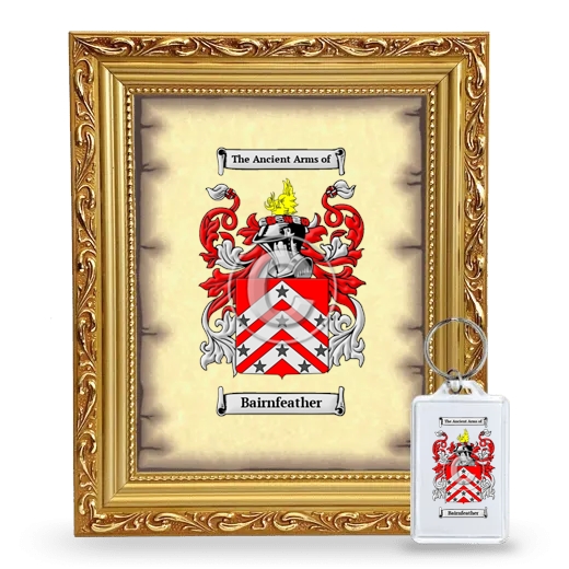 Bairnfeather Framed Coat of Arms and Keychain - Gold