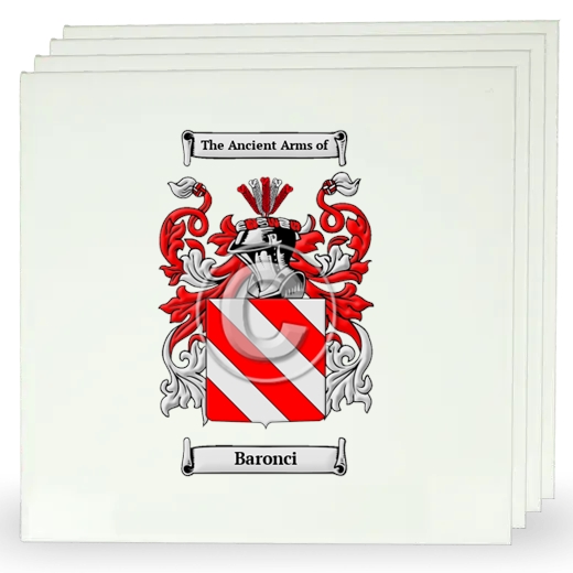 Baronci Set of Four Large Tiles with Coat of Arms