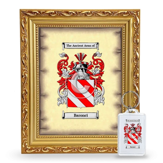 Baronci Framed Coat of Arms and Keychain - Gold