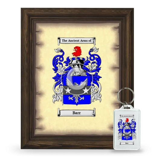 Barr Framed Coat of Arms and Keychain - Brown