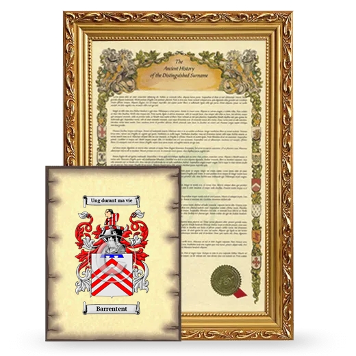 Barrentent Framed History and Coat of Arms Print - Gold