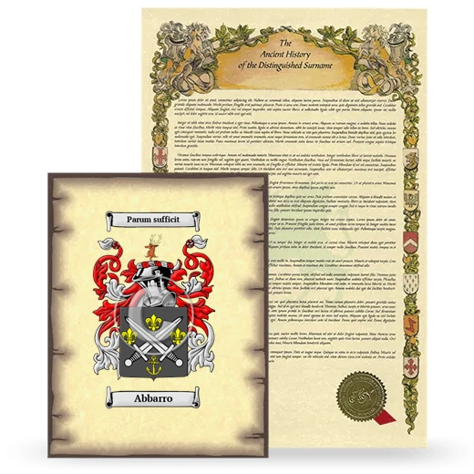 Abbarro Coat of Arms and Surname History Package