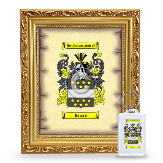 Barsse Framed Coat of Arms and Keychain - Gold