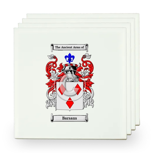 Barsans Set of Four Small Tiles with Coat of Arms