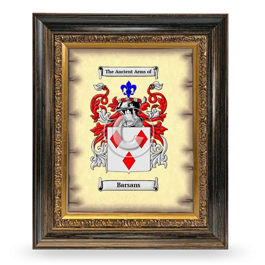 Barsans Coat of Arms Framed - Heirloom