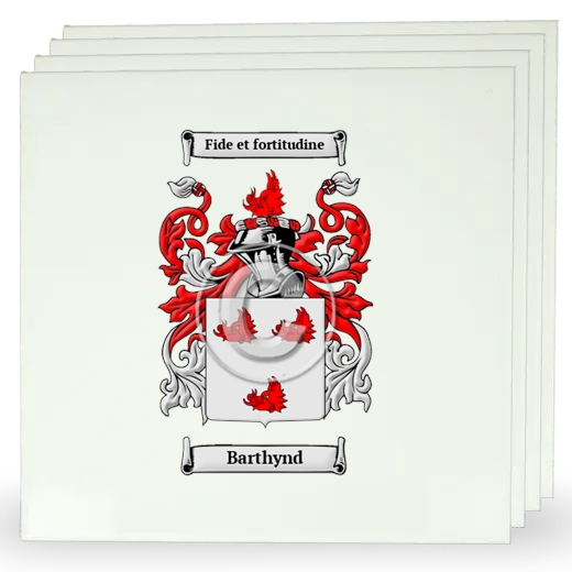 Barthynd Set of Four Large Tiles with Coat of Arms