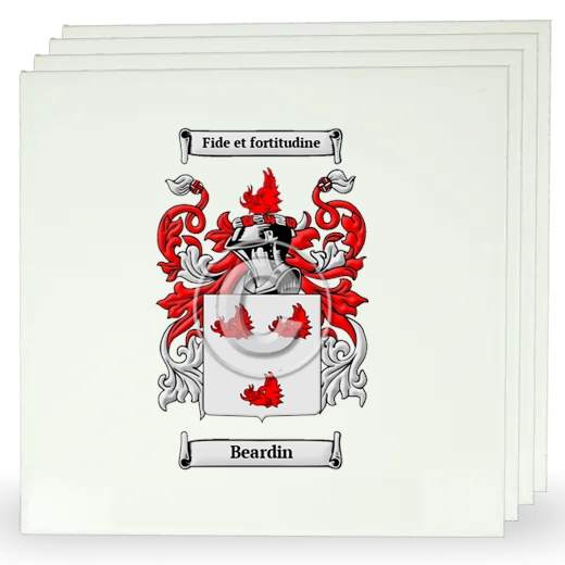 Beardin Set of Four Large Tiles with Coat of Arms