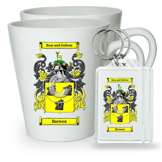 Barwox Pair of Latte Mugs and Pair of Keychains