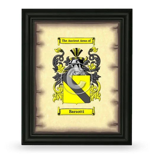 Barsotti Coat of Arms Framed - Black