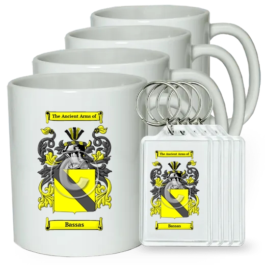 Bassas Set of 4 Coffee Mugs and Keychains