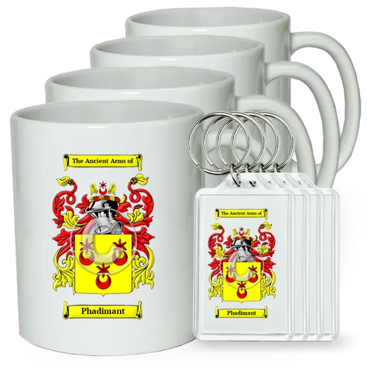 Phadimant Set of 4 Coffee Mugs and Keychains