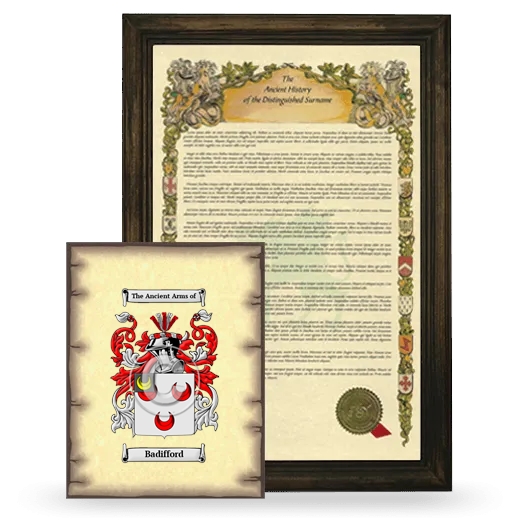 Badifford Framed History and Coat of Arms Print - Brown