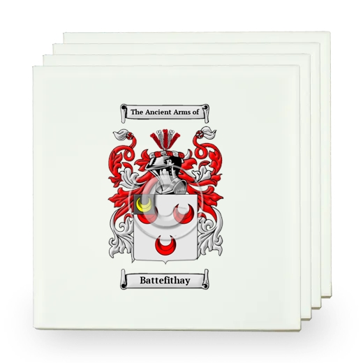 Battefithay Set of Four Small Tiles with Coat of Arms