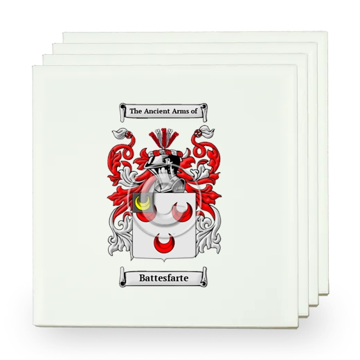Battesfarte Set of Four Small Tiles with Coat of Arms