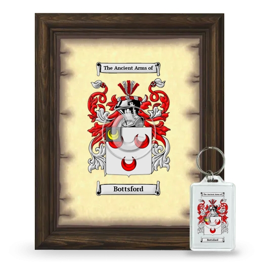 Bottsford Framed Coat of Arms and Keychain - Brown