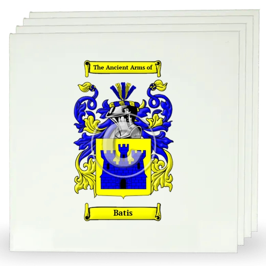 Batis Set of Four Large Tiles with Coat of Arms